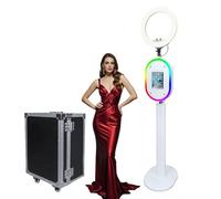 Cabina de fotos compatible con iPad de 10.2, 11, 11, 12.9 y 13 pulgadas, con anillo de luz y soporte de carcasa de luz RGB, máquina de fotobooth para eventos, alquiler, boda (panel blanco, máquina de