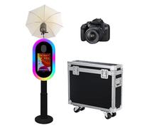 Cabina de fotos compatible con iPad de 10.2 a 13 pulgadas con luz RGB y soporte de carcasa de linterna, máquina de fotos para selfie, para eventos, alquiler, boda (negro, máquina + cámara)