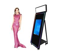 Cabina De Fotos con Espejo con Software De Aplicación, Cabina De Fotos con Pantalla Táctil Portátil con Luz LED RGB, Estuche De Vuelo, Espejo Mágico DSLR Selfie para Bodas