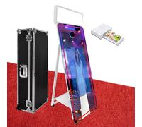 Cabina de fotos con espejo mágico, cabina de fotos de espejo de 65 pulgadas con pantalla táctil interactiva de 32 pulgadas, luz cuadrada, mini PC integrada adecuada para fotografía (blanco, máquina +