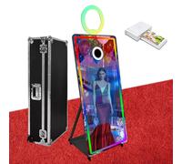 Cabina de fotos con espejo mágico, cabina de fotos de espejo de 65 pulgadas con pantalla táctil interactiva de 32 pulgadas, mini PC integrada adecuada para necesidades de fotografía en varios lugares