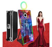 Cabina de fotos con espejo mágico, cabina de fotos de espejo de 65 pulgadas con pantalla táctil interactiva de 32 pulgadas, mini PC integrada adecuada para necesidades de fotografía en varios lugares