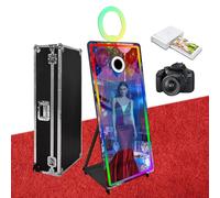 Cabina de fotos con espejo mágico, cabina de fotos de espejo de 65 pulgadas con pantalla táctil interactiva de 32 pulgadas, mini PC integrada adecuada para necesidades de fotografía en varios lugares