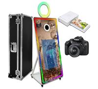 Cabina de fotos con espejo mágico con luz RGB (pantalla táctil blanca de 32 pulgadas, máquina+cámara+mini impresora)