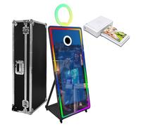 Cabina de fotos con espejo mágico con luz RGB (pantalla táctil negra de 43 pulgadas, máquina + mini impresora)