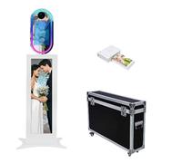 Cabina de fotos con espejo mágico con pantalla LCD de 29 pulgadas para bodas, fiestas de cumpleaños, cabina de fotos de espejo con pantalla táctil de espejo de 13.3 pulgadas, con funda de vuelo