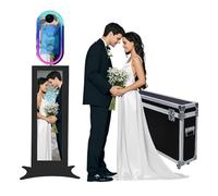 Cabina de fotos con espejo mágico con pantalla LCD de 29 pulgadas para bodas, fiestas de cumpleaños, cabina de fotos de espejo con pantalla táctil de espejo de 13.3 pulgadas, con funda de vuelo