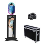 Cabina de fotos con espejo mágico con pantalla LCD de 29 pulgadas para bodas, fiestas de cumpleaños, cabina de fotos de espejo con pantalla táctil de espejo de 13.3 pulgadas, con funda de vuelo (negro
