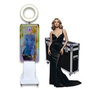 Cabina de fotos con espejo mágico con pantalla táctil de 21.5 pulgadas con luz RGB, impresión de ideas y compartir para eventos de alquiler de fiestas (blanco, máquina de cabina de foto)