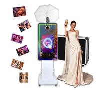 Cabina de fotos con espejo mágico con pantalla táctil y paraguas de luz suave con luz RGB, impresión de ideas y compartir para eventos de alquiler de fiestas (blanco, máquina de cabina de foto)