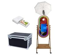 Cabina de fotos con espejo mágico con paraguas de luz suave, pantalla táctil de 21.5 pulgadas, funda de vuelo para cabina de fotos con Windows, luz RGB con control de aplicación para eventos de fiesta