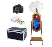 Cabina de fotos con espejo mágico con paraguas de luz suave, pantalla táctil de 21.5 pulgadas, funda de vuelo para cabina de fotos con Windows, luz RGB con control de aplicación para eventos de fiesta