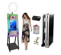Cabina de Fotos con Espejo mágico de 40 Pulgadas con Anillo de luz, Pantalla táctil para Selfie, fotobooth para Fiesta, Alquiler, Boda, Ceremonia (Negro, máquina + Impresora)