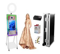 Cabina de Fotos con Espejo mágico de 40 Pulgadas con Anillo de luz para Selfie, Pantalla táctil, máquina de fotobooth para Fiestas, Alquiler, Boda, Ceremonia (Blanco, máquina + Impresora)