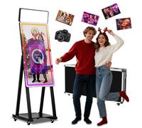 Cabina de fotos con espejo mágico de 40 pulgadas con visualización táctil de 22 pulgadas DSLR cabina de fotos con funda de vuelo, intercambio instantáneo, luz RGB, máquina profesional de cabina de