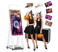 Cabina de fotos con espejo mágico de 40 pulgadas con visualización táctil de 22 pulgadas DSLR cabina de fotos con funda de vuelo, intercambio instantáneo, luz RGB, máquina profesional de cabina de