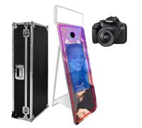 Cabina de fotos con espejo mágico de 65 pulgadas con funda de vuelo, pantalla táctil interactiva, espejo para eventos, fiestas, bodas, alquiler (blanco (pantalla táctil de 32 pulgadas), máquina +