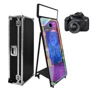 Cabina de fotos con espejo mágico de 65 pulgadas con funda de vuelo, pantalla táctil interactiva, espejo para eventos, fiestas, bodas, alquiler (negro (pantalla táctil de 32 pulgadas), máquina +