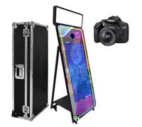 Cabina de fotos con espejo mágico de 65 pulgadas con funda de vuelo, pantalla táctil interactiva, espejo para eventos, fiestas, bodas, alquiler (negro (pantalla táctil de 43 pulgadas), máquina +