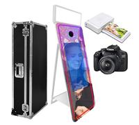 Cabina de fotos con espejo mágico de 65 pulgadas con funda de vuelo, pantalla táctil interactiva para eventos, fiestas, bodas, alquiler (blanco (pantalla táctil de 32 pulgadas), máquina+cámara + mini