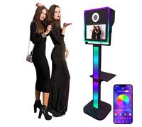 Cabina de fotos con pantalla táctil para selfies con espejo mágico con cámara DSLR, control de aplicación, luz/ángulo ajustable, luz de relleno + funda de vuelo, perfecto para bodas y fiestas