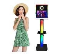 Cabina de Fotos de 15,6", Cabina de Fotos con Pantalla táctil de Espejo con Control Remoto y aplicación, máquina de Cabina de Fotos portátil para Selfies con luz de Relleno RGB y Estuche de Vuelo