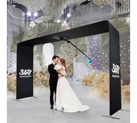 Cabina de fotos de 360 grados con plataforma giratoria, brazo telescópico y control remoto para selfies grupales y grabación de video