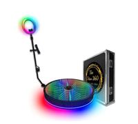 Cabina de Fotos de 360° para Fiestas, Anillo de luz RGB, Cristal LED Solar Ajustable con Estuche de Vuelo, aplicación + Control Remoto, Plataforma giratoria de Disparo Desmontable para Bodas