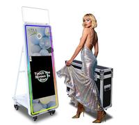 Cabina de fotos de espejo con pantalla táctil de 43 pulgadas, máquina de fotobooth DSLR con software RGB luz y funda de vuelo para alquiler de fiestas de eventos (máquina de cabina de foto)