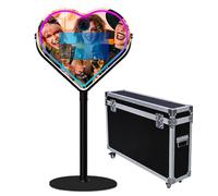 Cabina de fotos de espejo con software de aplicación, estación mágica para selfies, pantalla táctil con luz RGB y funda de vuelo con carrito para eventos (negro C, máquina de cabina de foto)