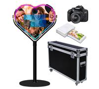 Cabina de fotos de espejo con software de aplicación, estación mágica para selfies, pantalla táctil con luz RGB y funda de vuelo con carrito para eventos (negro C, máquina+cámara+mini impresora)