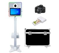 Cabina de fotos DSLR portátil de 15.6 pulgadas con pantalla táctil, cámara fotográfica con luz RGB, ideal para bodas, fiestas, celebraciones y eventos de alquiler (blanco, cabina de fotos, cámara,
