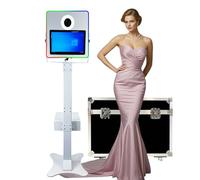 Cabina de fotos DSLR portátil de 15.6 pulgadas con pantalla táctil, cámara fotográfica con luz RGB, ideal para bodas, fiestas, celebraciones y eventos de alquiler (blanco, cabina de fotos)