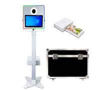 Cabina de fotos DSLR portátil de 15.6 pulgadas con pantalla táctil, cámara fotográfica con luz RGB, ideal para bodas, fiestas, celebraciones y eventos de alquiler (blanco, cabina de fotos + mini