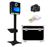 Cabina de fotos DSLR portátil de 15.6 pulgadas con pantalla táctil, cámara fotográfica con luz RGB, ideal para bodas, fiestas, celebraciones y eventos de alquiler (negro, cabina de fotos, cámara, mini