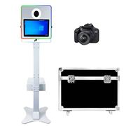 Cabina de fotos DSLR portátil de 15.6 pulgadas con pantalla táctil con luz RGB, ideal para bodas, fiestas, celebraciones y eventos de alquiler (blanco, cabina de fotos + cámara)