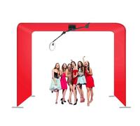 Cabina de Fotos elevada de 360 Grados para Fiesta, Cabina de Fotos elevada de 360 Grados Rotación automática Rotación de Video Selfie portátil Desde Arriba (Red)
