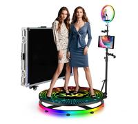 Cabina de fotos giratoria de 360 grados con logotipo personalizado, control por aplicación o mando a distancia, maletín de vuelo para grabación de vídeo en vivo en TikTok