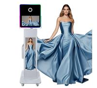 Cabina de fotos LCD con espejo de 15.6 pulgadas, visualización táctil de control de aplicación, espejo de foto, cabina de fotos, estación de selfie, soporte de concha para fotobooth con luz RGB