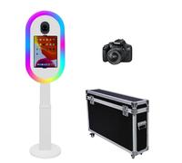 Cabina de fotos para iPad de 10.2, 11, 11 y 12.9 pulgadas y para cámara, control remoto, funda de vuelo, soporte portátil 2 en 1 para selfies para eventos de alquiler de fiestas (blanco, máquina +