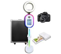 Cabina de fotos portátil compatible con iPad de 10.2 pulgadas, 11.9 pulgadas, 11 pulgadas, 12.9 pulgadas, 13 pulgadas, con soporte de carcasa de luz RGB, máquina de fotos para selfies para eventos