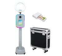 Cabina de fotos portátil compatible con iPad, soporte de cabina de fotos de 10.2 a 13 pulgadas con anillo y soporte de carcasa de luz RGB, máquina de fotobooth para eventos, alquiler de bodas (máquina