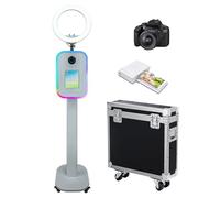 Cabina de fotos portátil compatible con iPad, soporte de cabina de fotos de 10.2 a 13 pulgadas con anillo y soporte de carcasa de luz RGB, máquina de fotobooth para eventos, alquiler de bodas (máquina