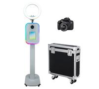 Cabina de fotos portátil compatible con iPad, soporte de cabina de fotos de 10.2 a 13 pulgadas con anillo y soporte de carcasa de luz RGB, máquina de fotos para selfie, para eventos, alquiler, boda
