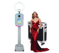 Cabina de fotos portátil compatible con iPad, soporte de cabina de fotos de 10.2 a 13 pulgadas con anillo y soporte de carcasa de luz RGB, máquina de selfie para eventos, alquiler, boda (máquina de
