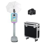 Cabina de fotos portátil compatible con iPad, soporte de cabina de fotos de 10.2 a 13 pulgadas con soporte de carcasa de paraguas de luz suave, máquina de fotos para selfie, para eventos, alquiler