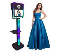 Cabina de fotos portátil con espejo con pantalla táctil de 15.6 pulgadas, cabina de fotos para selfie, cabina DSLR con funda de vuelo para eventos de fiesta de boda (negro, 15.6 pulgadas)