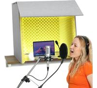 cabina de grabación de sobremesa, Cabina de aislamiento acústico, cabina grabación portátil for filtrar voces, equipo con micrófono, for oficina en casa y estudio(Yellow-80 * 80 * 80cm)