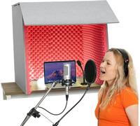 cabina de grabación de sobremesa, Cabina de aislamiento acústico, cabina grabación portátil for filtrar voces, equipo con micrófono, for oficina en casa y estudio(Red-80 * 80 * 80cm)