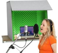 cabina de grabación de sobremesa, Cabina de aislamiento acústico, cabina grabación portátil for filtrar voces, equipo con micrófono, for oficina en casa y estudio(Green-80 * 80 * 80cm)